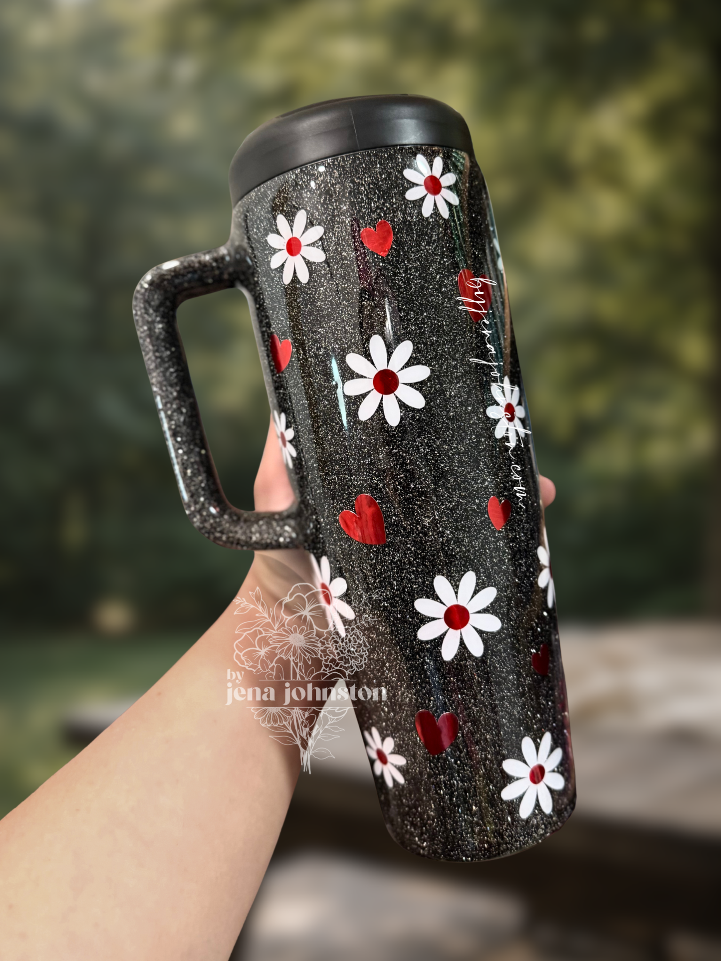 40oz Daisies & hearts