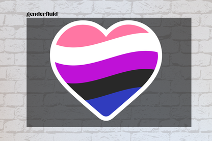 gender fluid heart flag  -UVDTF