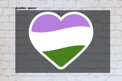 gender queer heart flag  -UVDTF