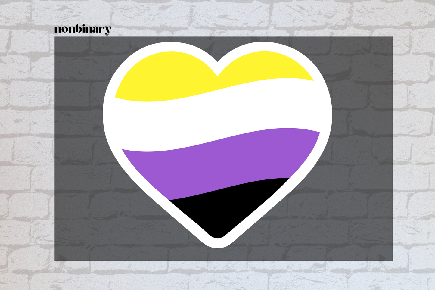 nonbinary heart flag  -UVDTF