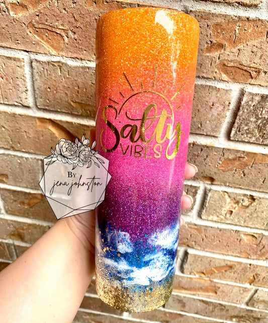 Salty Vibes Beach themed Epoxy Tumbler