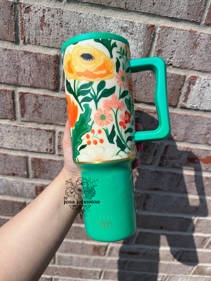 RTS 40oz Island Jade Floral Tumbler