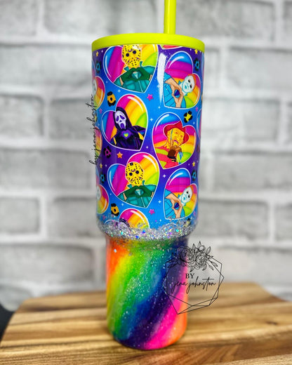 Neon Rainbow Horror Killers Epoxy Tumbler