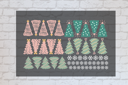 Pink & Green Christmas Trees Element Sheet