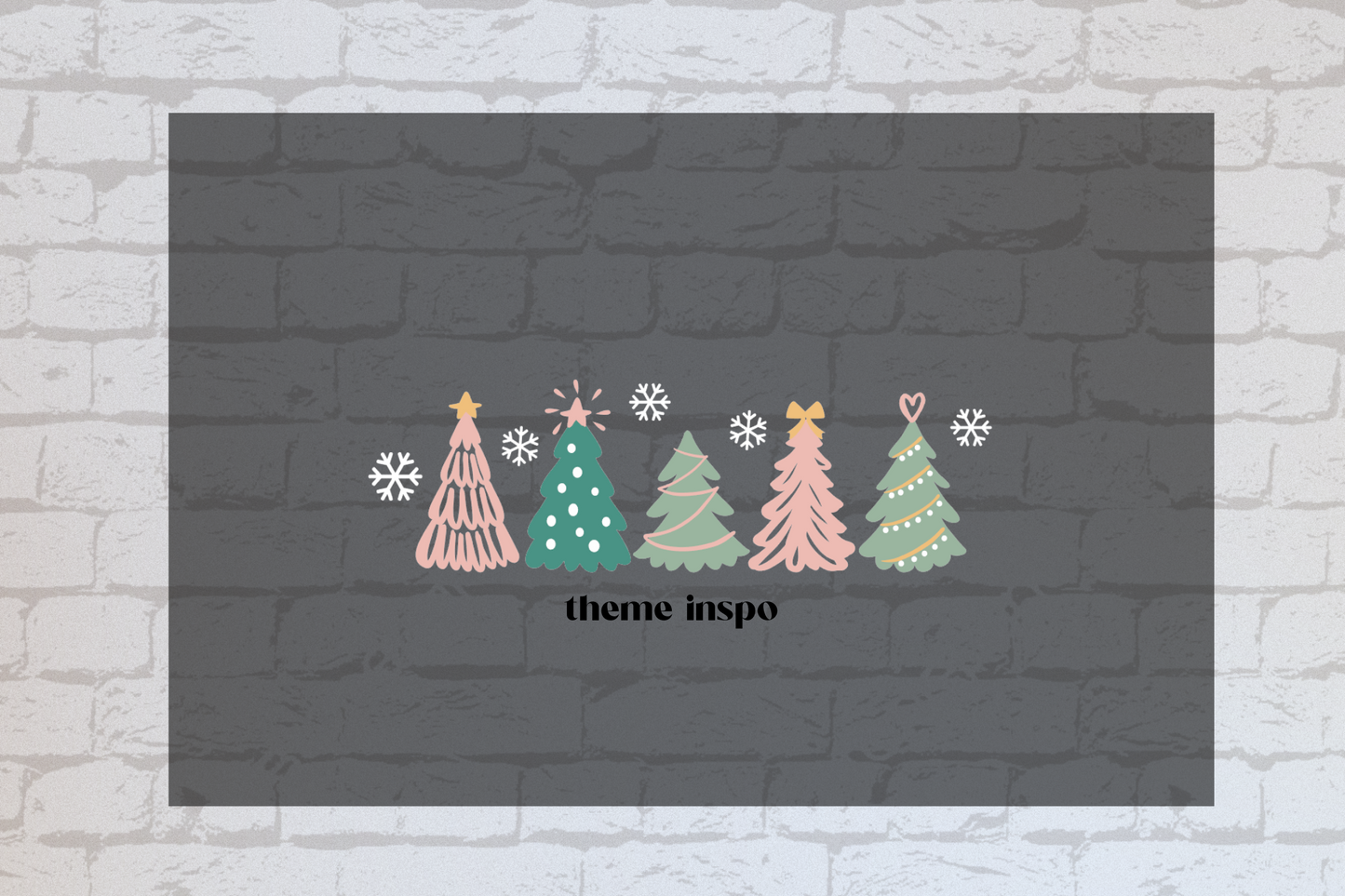 Pink & Green Christmas Trees Element Sheet