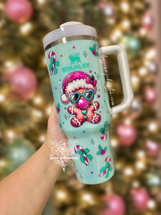 Pink/ Mint Gingerbread man