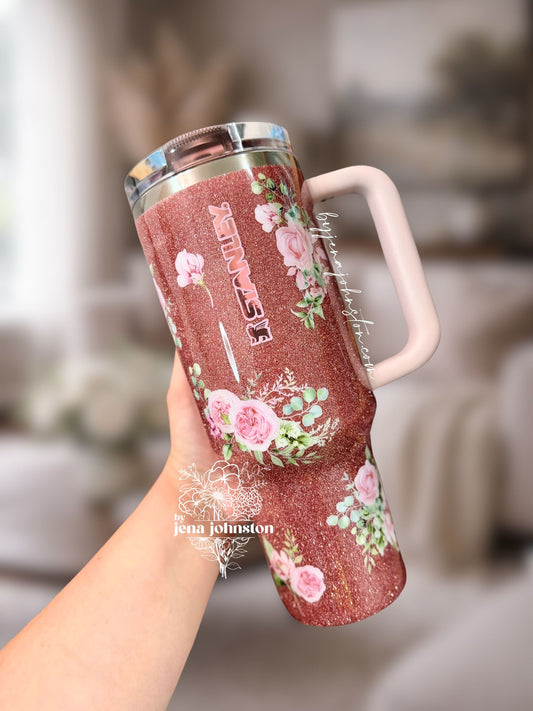 RTS 40oz Rose Gold Floral
