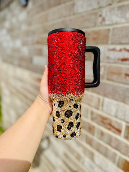 40oz Simple Modern Pink & Leopard Rhinestoned Tumbler - Blush