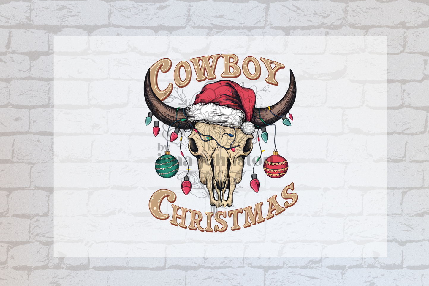 Cowboy Christmas Skull