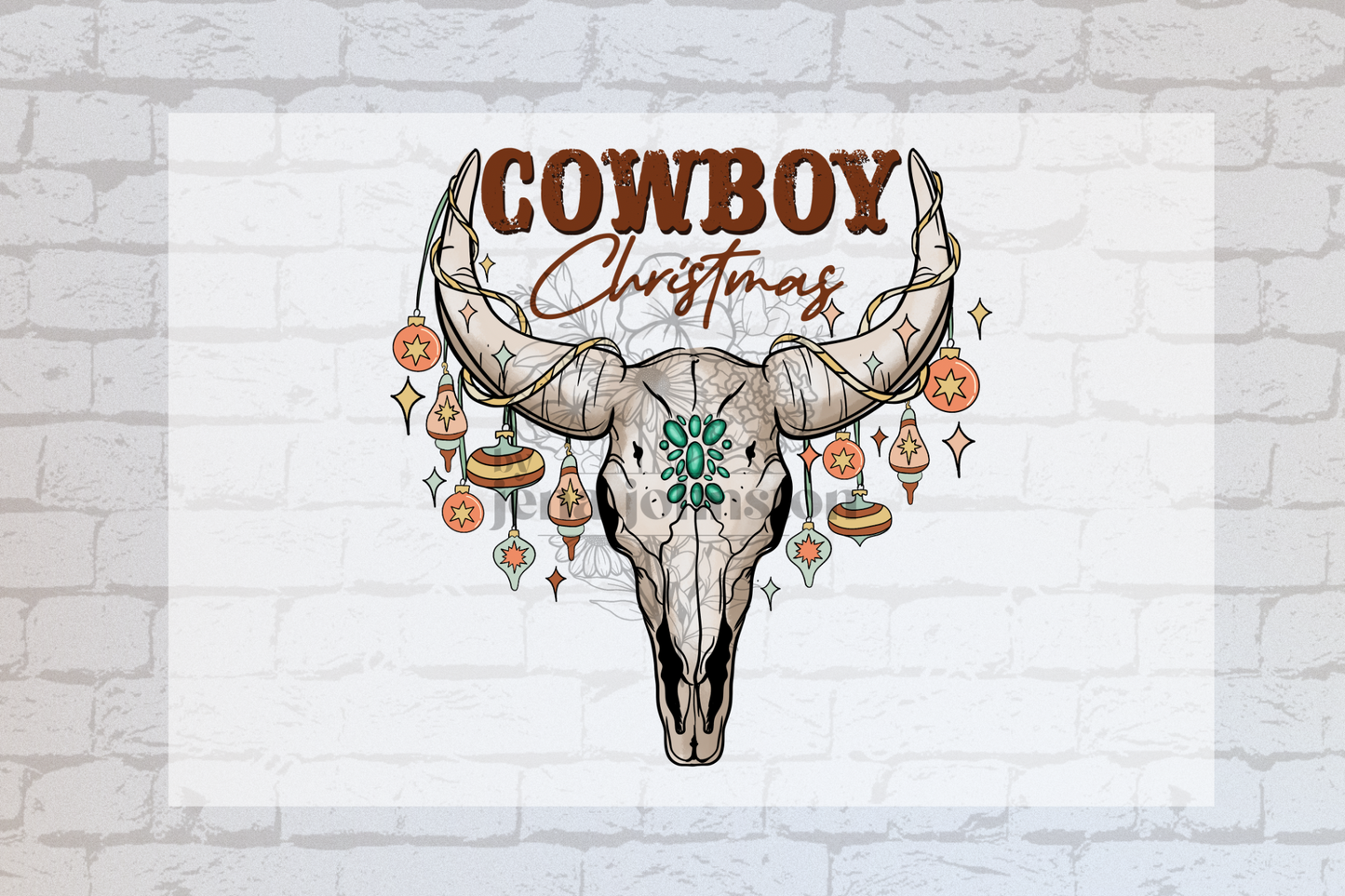 Cowboy Christmas Skull