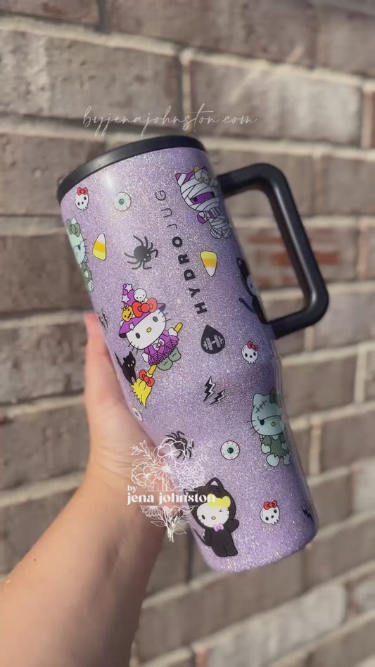 Glittered Hello Kitty Halloween - Purple