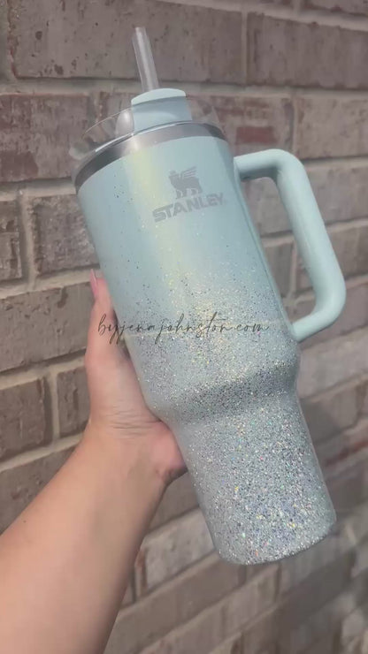 RTS 40oz Glittered Blueberry Milk Stanley