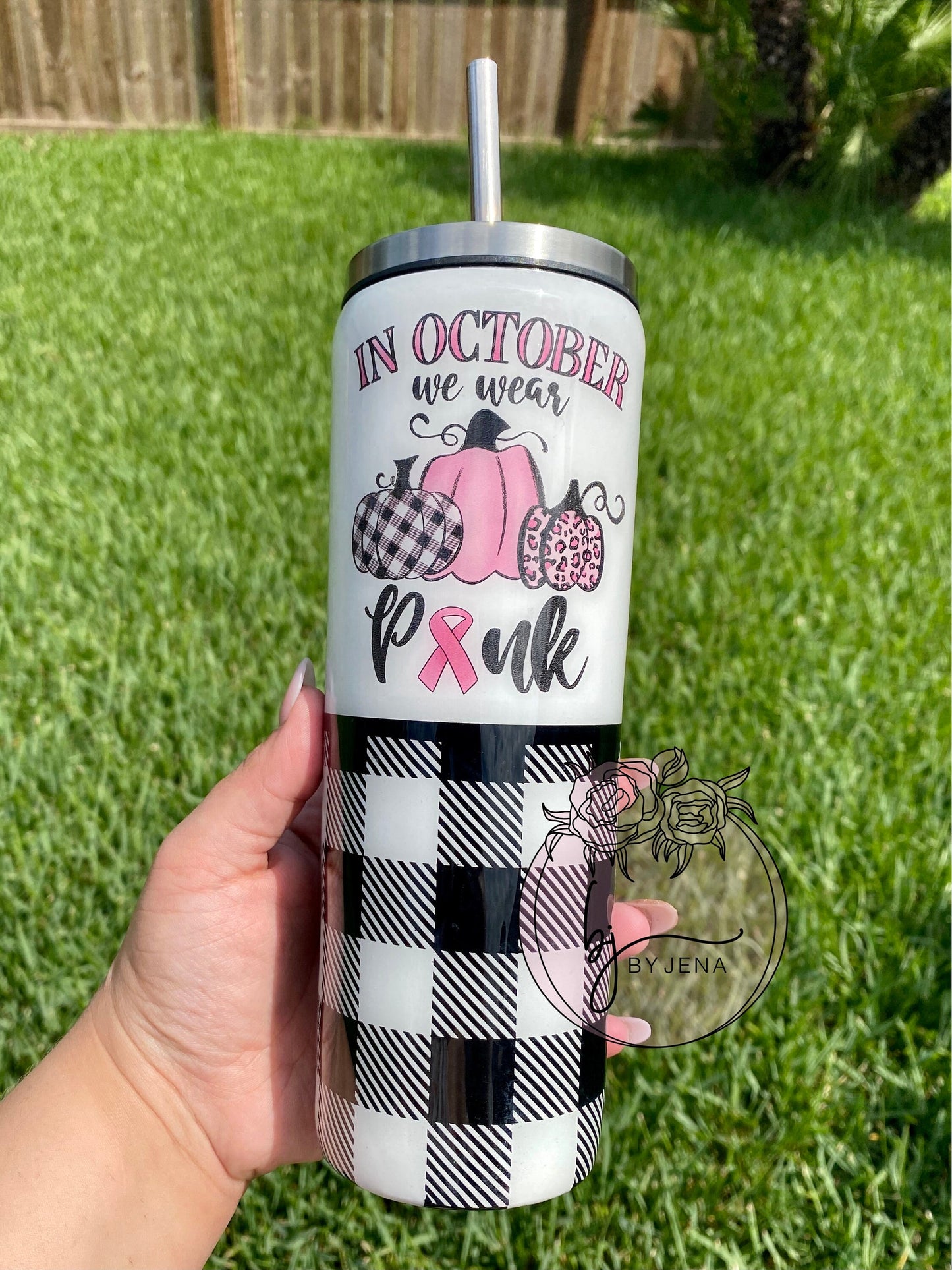 October We Wear Pink - Breastcancer Epoxy Tumbler