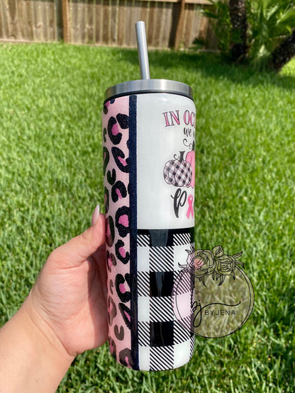 October We Wear Pink - Breastcancer Epoxy Tumbler