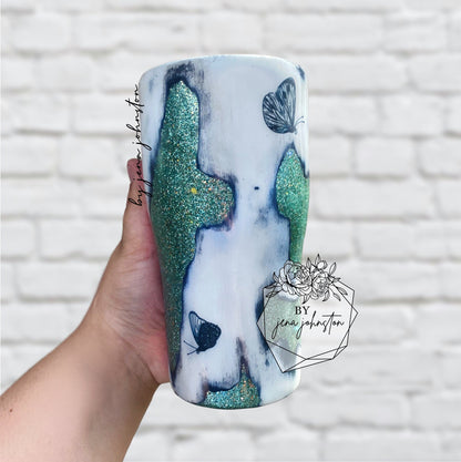 Distressed Sage Epoxy Tumbler