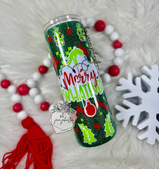 Grinch Christmas Sweater Skinny Epoxy Tumbler