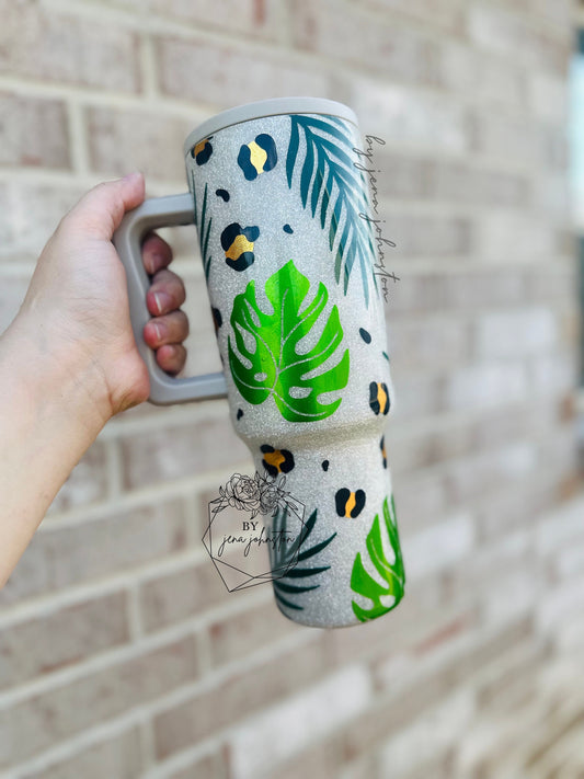 Nude Monstera Epoxy Tumbler